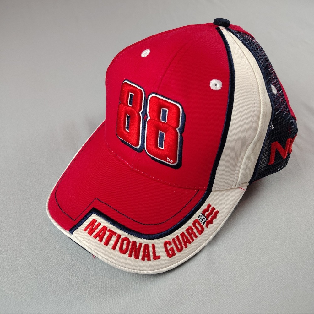 Dale Earnhardt Jr National Guard 88 Cap Hat Adjustable Red NASCAR 2008 Hendrick